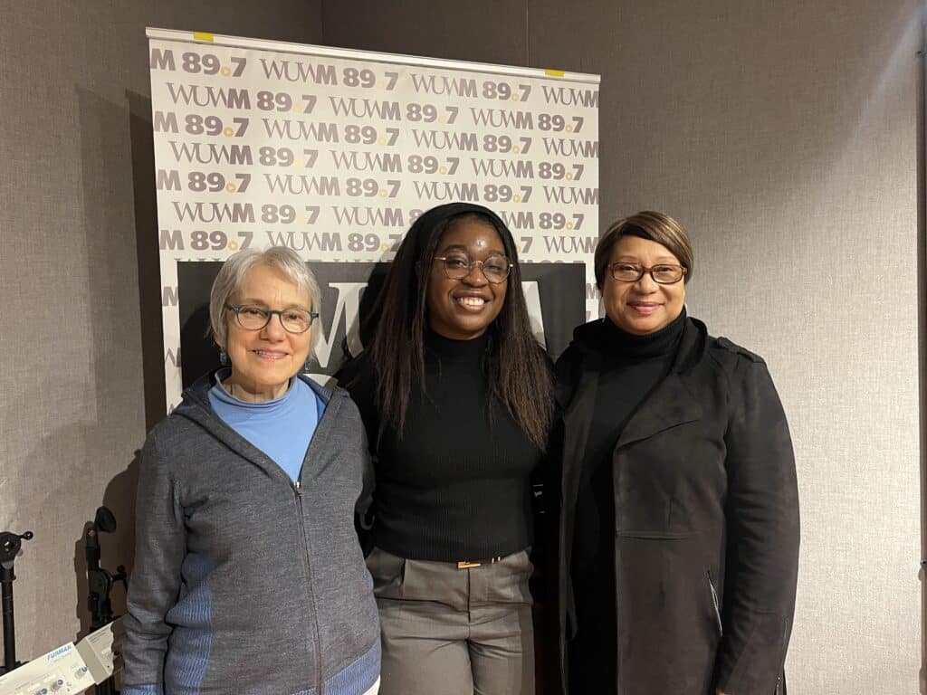 (L-R) Helen Ambuel, current Eric Von Fellow Nadya Kelly,and Faithe Colas. (Picture by Maria Peralta-Arellano/ Carvd N Stone)