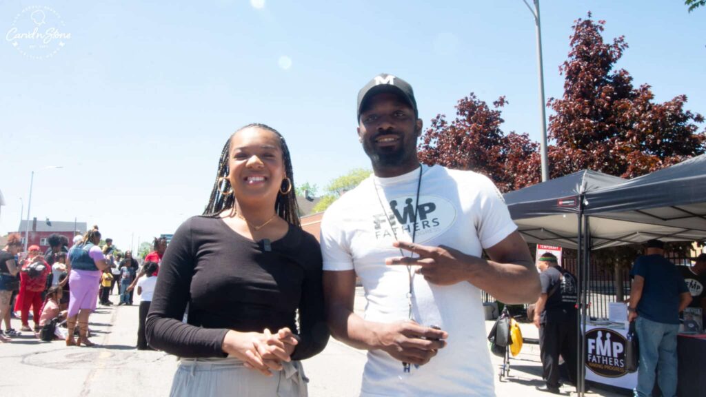 CNS2_DominicLong | Carvd N Stone Dominic Long of Fathers Making Progress with Carvd N Stone Reporter Joy Boyd.(Picture by Fred Young/ Carvd N Stone)