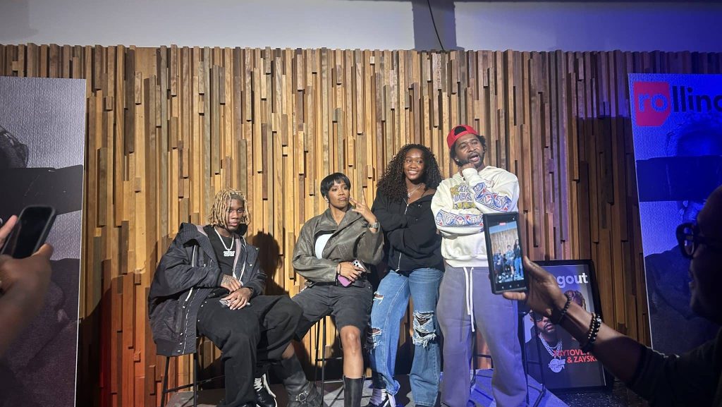 (L-R) Zayskii, Steph, Olivia, and Producer Zaytoven at the listening party for "XMEN".
